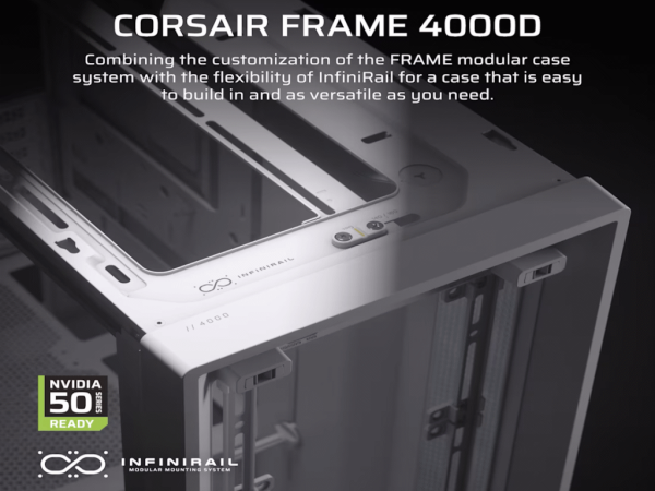 Kucište CORSAIR FRAME 4000D Mid-TowerATXkaljeno staklobez napajanjabela' ( 'CC-9011291-WW' ) 