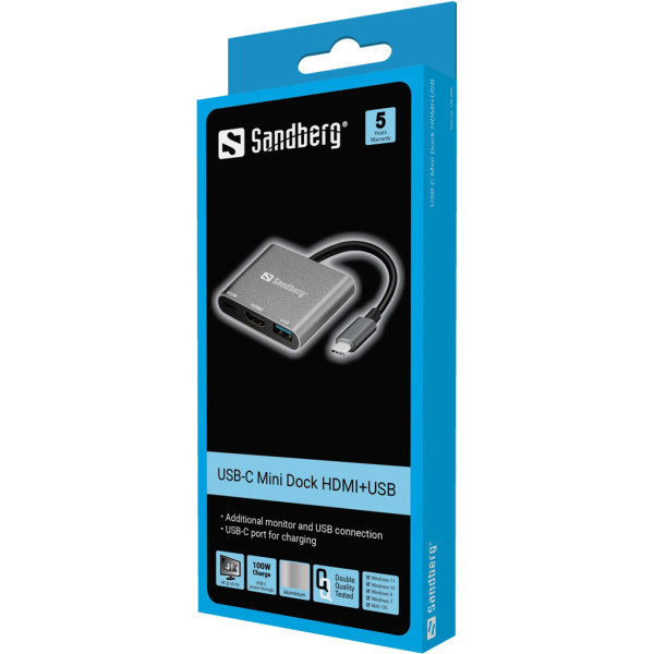 Adapter Sandberg 136-00 USB-C na HDMI+USB A+USB-C