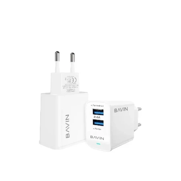BAVIN punjač 2xUSB-A 2,4A +kabl lightning bela- PC255Y ( 90006 )