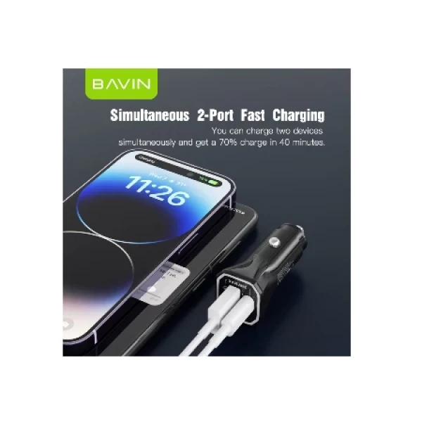 Bavin auto punjač  PD20W QC3.0 USB-A + USB-C crna - PC875BK ( 90025 )