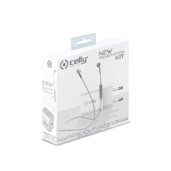 Celly punjač 18W USB-C + bluetooth slušalice bela ( 77024 )