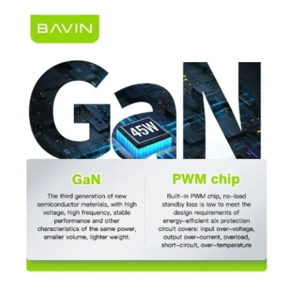 Bavin punjač  GaN 45W-PD USB-C crna - PC986Y ( 90037 )