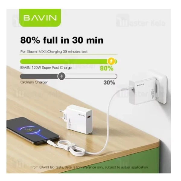 Bavin punjač 120W USB-A + kabl type-C bela - PC953Y ( 90038 )