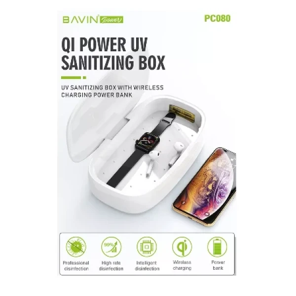 Bavin Sterilizator/ Power Bank 12000mAh/Wireless punjač 10w bela - PC080 ( 90312 )