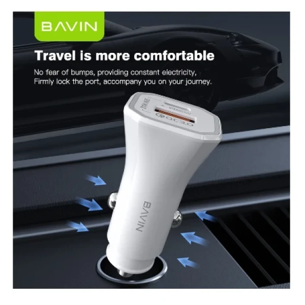 Bavin Auto punjač 20W PD QC3,0 USB&Type C bela - PC875 ( 90040 )
