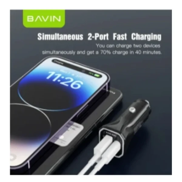 Bavin Auto punjač 20W PD QC3,0 USB&Type C bela - PC875 ( 90040 )