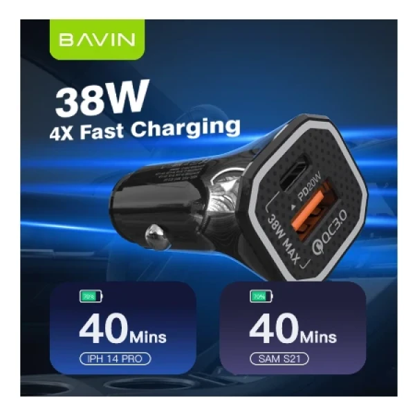 Bavin Auto punjač 20W PD QC3,0 USB&Type C bela - PC875 ( 90040 )