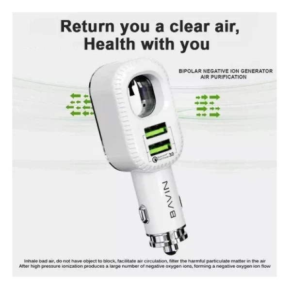 Bavin Auto punjač&sterilizator 36W PD QC3,0 2XUSB +kabl Lightning  bela - PC285 ( 90041 )