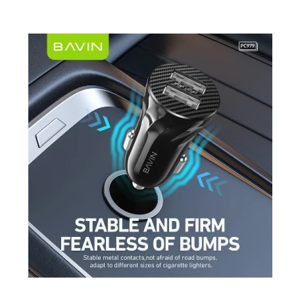 Bavin Auto punjač 2xUSB + kabl Micro crna - PC979 ( 90043 )