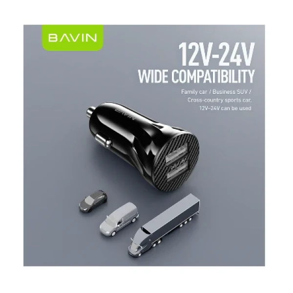 Bavin Auto punjač 2xUSB + kabl Micro crna - PC979 ( 90043 )