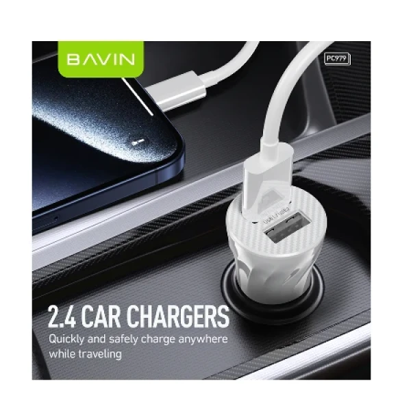 Bavin Auto punjač 2xUSB + kabl Micro crna - PC979 ( 90043 )