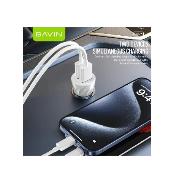 Bavin Auto punjač 2xUSB + kabl Micro crna - PC979 ( 90043 )