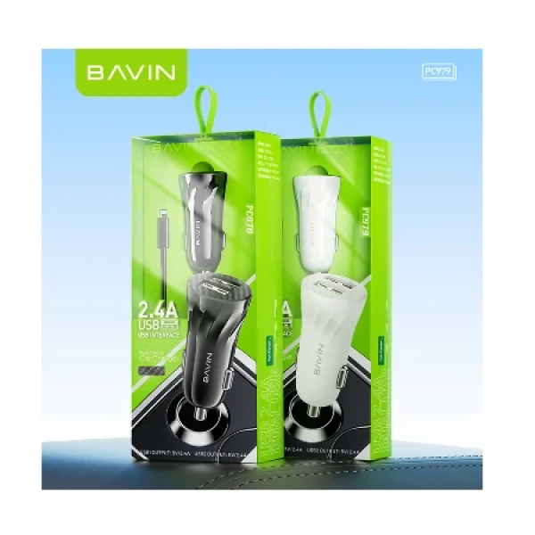 Bavin Auto punjač 2xUSB + kabl Micro crna - PC979 ( 90043 )