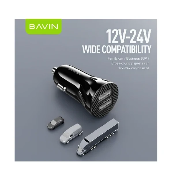 Bavin Auto punjač 2xUSB + kabl Lightning crna - PC979 ( 90045 )