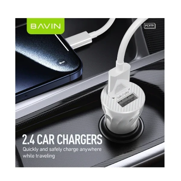 Bavin Auto punjač 2xUSB + kabl Lightning crna - PC979 ( 90045 )