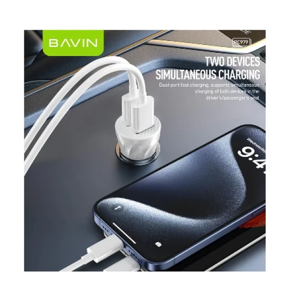 Bavin Auto punjač 2xUSB + kabl Lightning crna - PC979 ( 90045 )