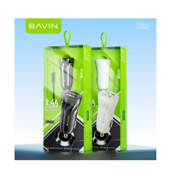 Bavin Auto punjač 2xUSB + kabl Lightning crna - PC979 ( 90045 )