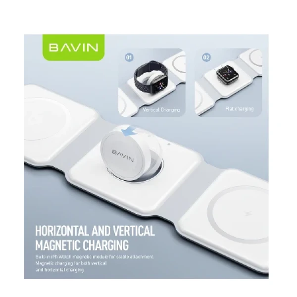 Bavin bežični punjač 3u1 Magnetic bela - PC962 ( 90046 )