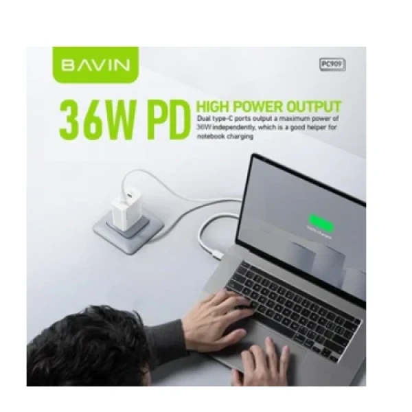 Bavin punjač 36W 2x Type-C bela - PC909Y ( 90048 )
