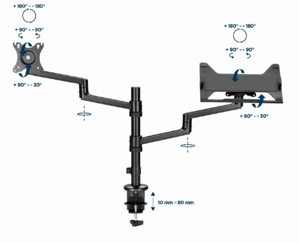 MA-DA-04 Gembird Podesivi stoni drzac za monitor tilt, 17-32 max.8kg + nosac za laptop