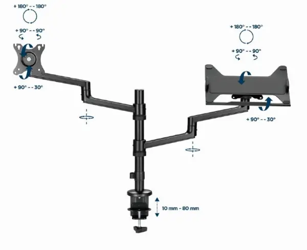 MA-DA-04 Gembird Podesivi stoni drzac za monitor tilt, 17-32 max.8kg + nosac za laptop