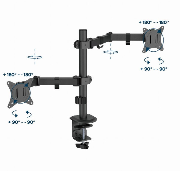 MA-D2-03 Gembird Podesivi dupli stoni drzac za monitor, tilt, 17-32 max.2x9kg
