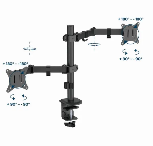 MA-D2-03 Gembird Podesivi dupli stoni drzac za monitor, tilt, 17-32 max.2x9kg