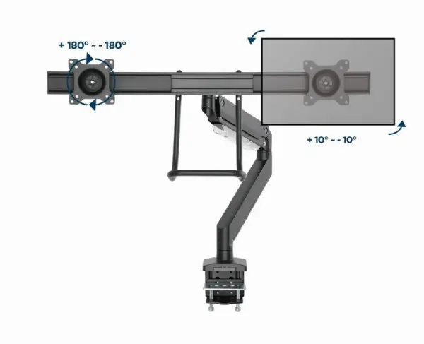 MA-DA2-04 Gembird Podesivi stoni drzac za dva monitora, tilt, 17-32 max.2x8kg