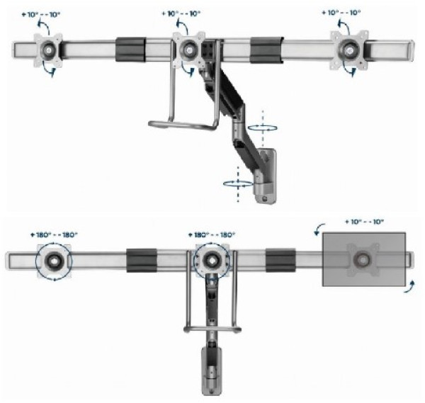 MA-WA3-01 Gembird Podesivi zidni drzac za tri monitor,tilt, 17-27 max.3x6kg