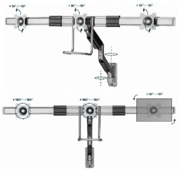 MA-WA3-01 Gembird Podesivi zidni drzac za tri monitor,tilt, 17-27 max.3x6kg