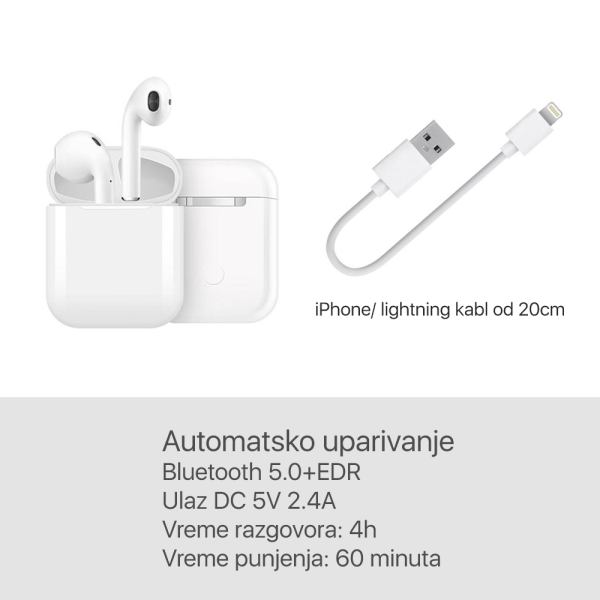 Bluetooth slusalice Airpods i18 TWS bele HQ
