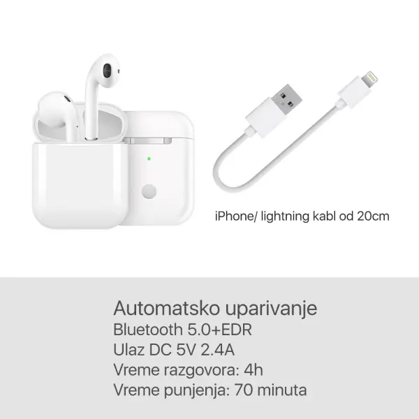 Bluetooth slusalice Airpods i15 TWS bele HQ