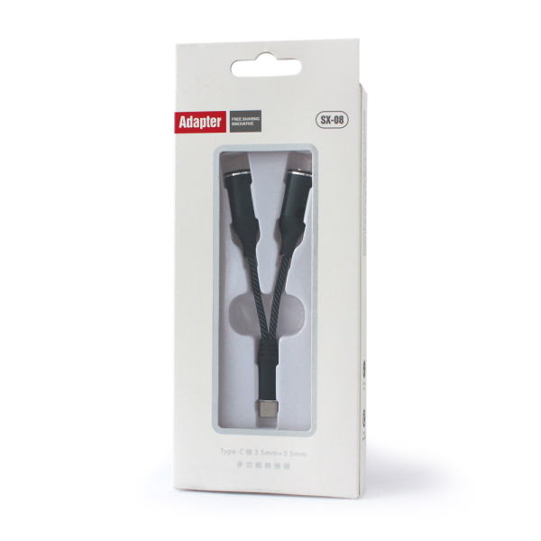 Adapter za slusalice SX-08 Type C na 2x 3.5mm crni
