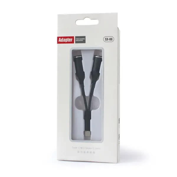 Adapter za slusalice SX-08 Type C na 2x 3.5mm crni (2)