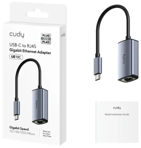 Cudy UE10C USB-C to Gigabit Ethernet Adapter,10/100/1000 Mbps Ethernet Port