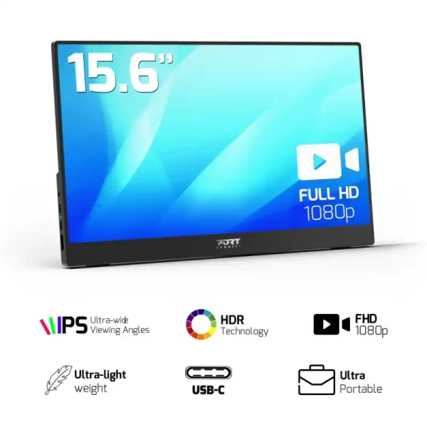 Portabl monitor 15.6 Port Designs 902101 1920x1080IPSHDMIUSB-AUSB-C3.5mmHDR