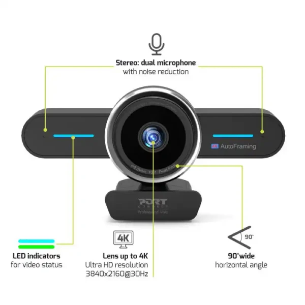 Web kamera Port Designs 4K stereo