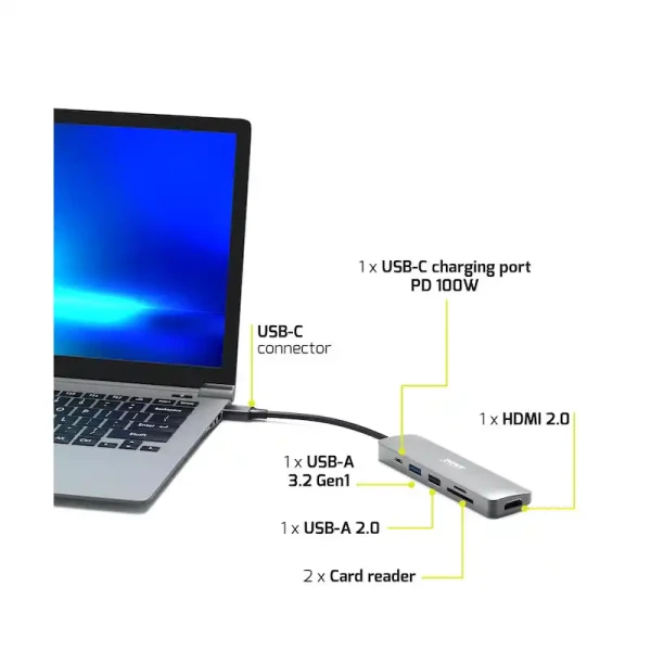 Port Designs docking station type C 5 u 1- 1x4K HDMI 100W