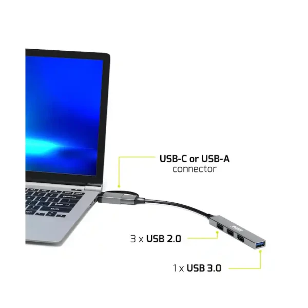 HUB Port Designs USB-C  USB-A  to 4 USB-A ports 480 Mbps SLIM
