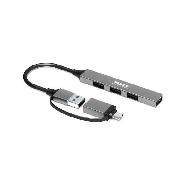 HUB Port Designs USB-C  USB-A  to 4 USB-A ports 480 Mbps SLIM