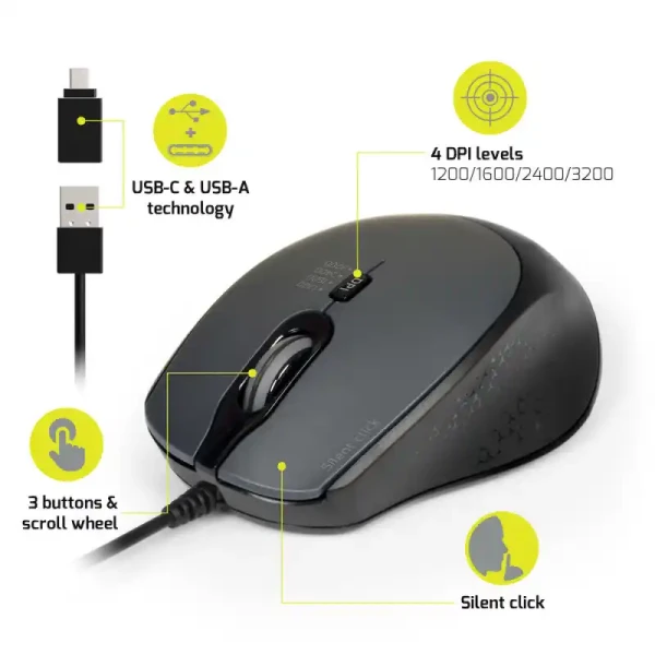Miš Port Designs Office Pro Silent crni