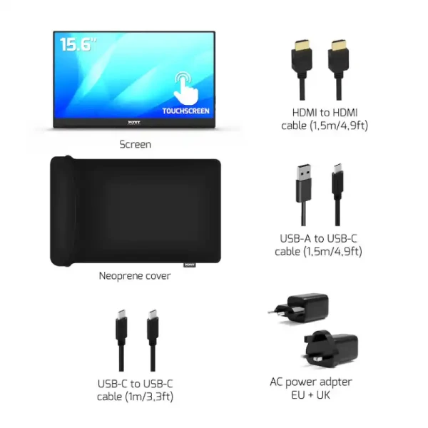 Portable monitor 15.6 Port Designs 902101T Touchscreen 1920x1080IPSHDMIUSB-AUSB-C3.5mmHDR