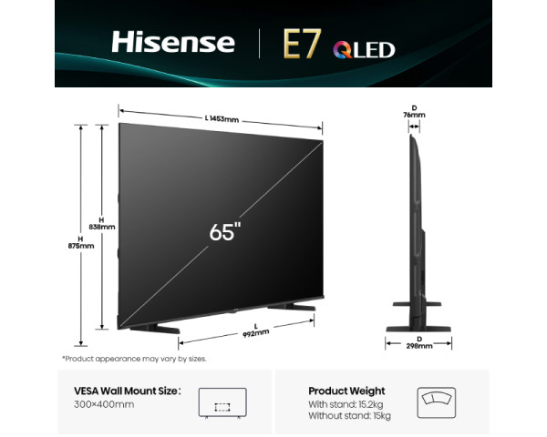 HISENSE 65 inča 65E7Q QLED 4K UHD Smart TV 