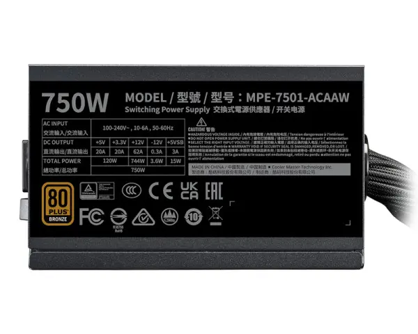 COOLER MASTER MWE Bronze V3 750W napajanje (MPE-7501-ACAAW-3BEU) 5Y 