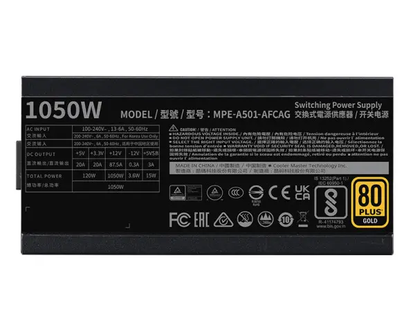 COOLER MASTER MWE Gold V2 1050W napajanje (MPE-A501-AFCAG-3EEU) 5Y 