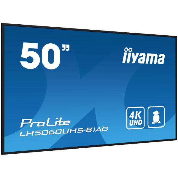 IIYAMA LFD LH5060UHS-B1AG 50'' 4K UHD professional digital signage 3840x2160 16:9 500 cdm˛ 1200:1 8ms Android 11 OS, iiSignage˛, FailOver, E