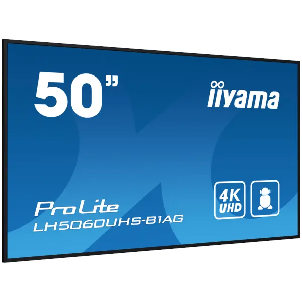 IIYAMA LFD LH5060UHS-B1AG 50'' 4K UHD professional digital signage 3840x2160 16:9 500 cdm˛ 1200:1 8ms Android 11 OS, iiSignage˛, FailOver, E