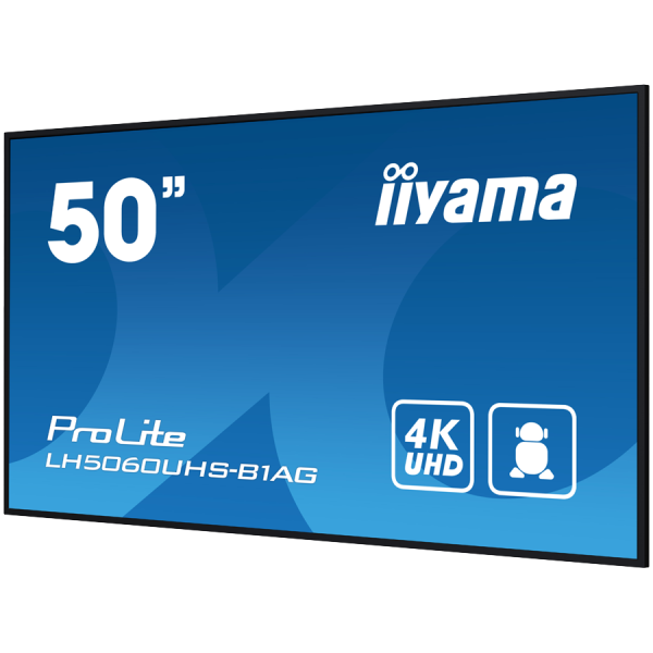IIYAMA LFD LH5060UHS-B1AG 50'' 4K UHD professional digital signage 3840x2160 16:9 500 cdm˛ 1200:1 8ms Android 11 OS, iiSignage˛, FailOver, E