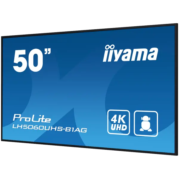 IIYAMA LFD LH5060UHS-B1AG 50'' 4K UHD professional digital signage 3840x2160 16:9 500 cdm˛ 1200:1 8ms Android 11 OS, iiSignage˛, FailOver, E