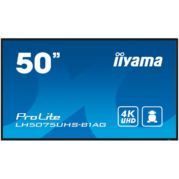 IIYAMA LFD LH5075UHS-B1AG 50'' 4K UHD VA 3840 x 2160 @60Hz 500 cdm˛ 5000:1 9.5ms Android 11 OS, iiSignage˛, FailOver, EShare landscape, port